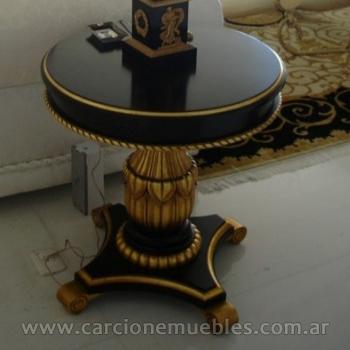 Mesa velador , estilo versace tinta negra y dorado a la hoja