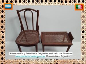 Esterillado de sillas muy antigua y banqueta