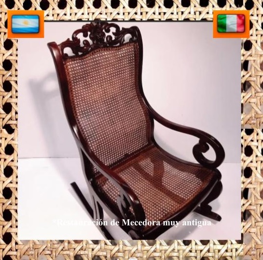RESTAURACION INTENSA COMPLETA DE MECEDORA ANTIGUA