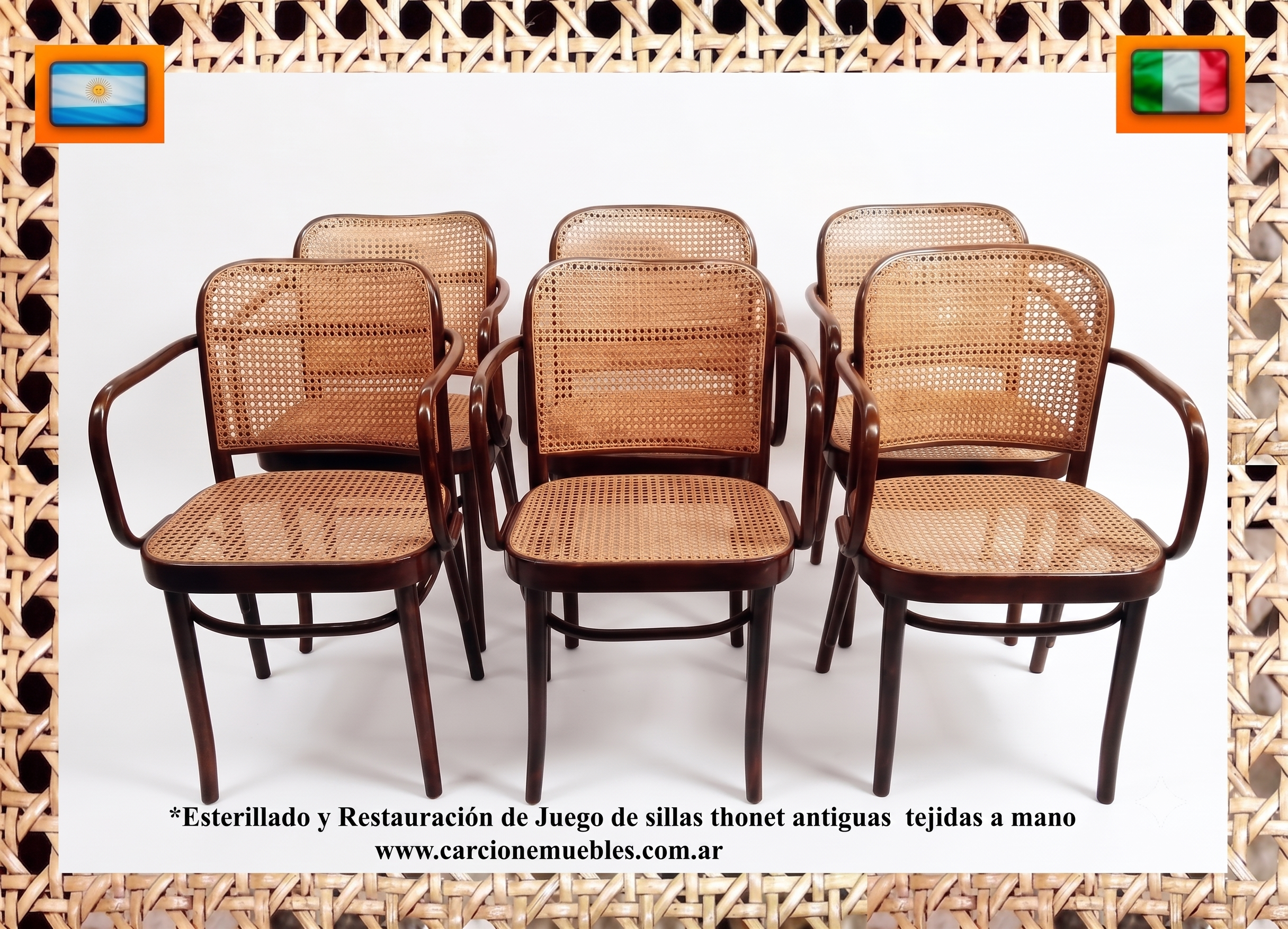 RESTAURACIÓN Y ESTERILLADO TEJIDO A MANO DE JUEGOS DE SILLAS THONET ANTIGUAS
